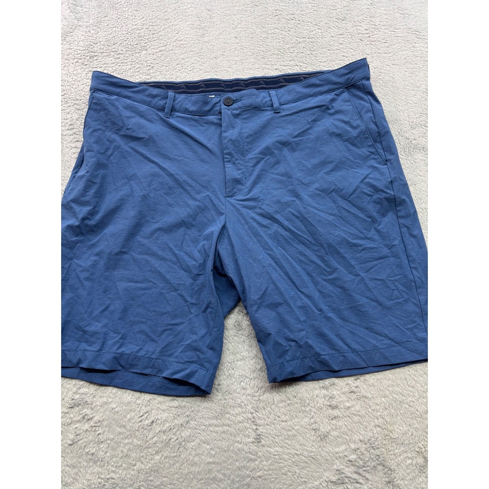 Tommy Bahama Boracay Blue Performance Stretch Shorts Mens 42 Microgrid Flat